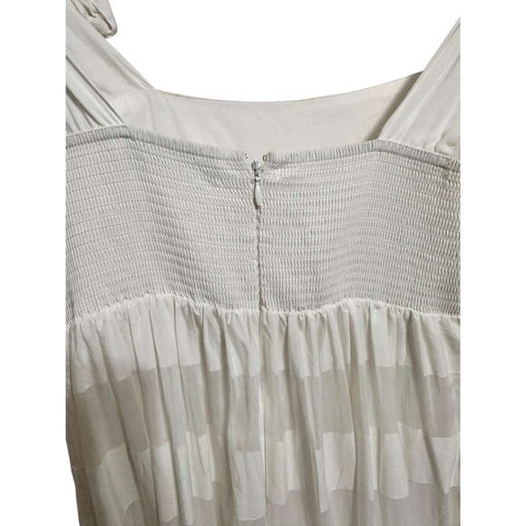 Zimmermann Women's Rosa striped midi Dress‎ size 3 tie shoulder cream cotton - Picture 8 of 9